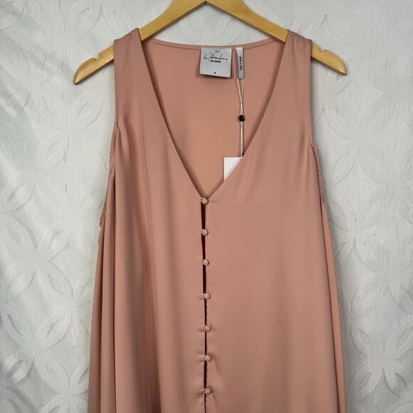 L'ACADEMIE Cold Shoulder Long Sleeve V Neck Blush Top Size M NWT $139 - Picture 6 of 9